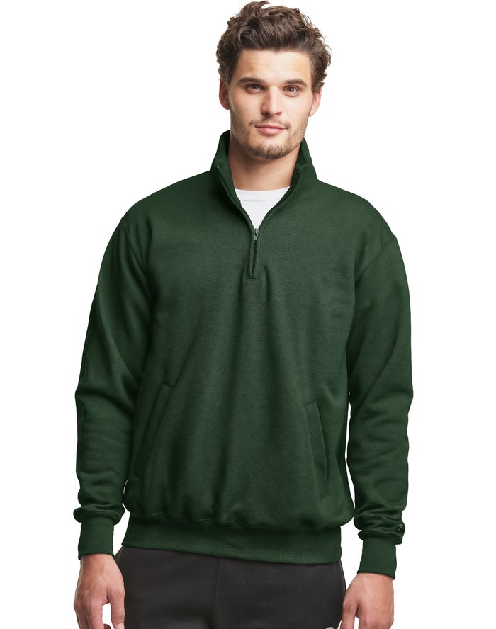 Champion Powerblend Fleece 1/4 Zip With Pockets Sweatshirt Heren - Groen - Belgie 6703JDZAU